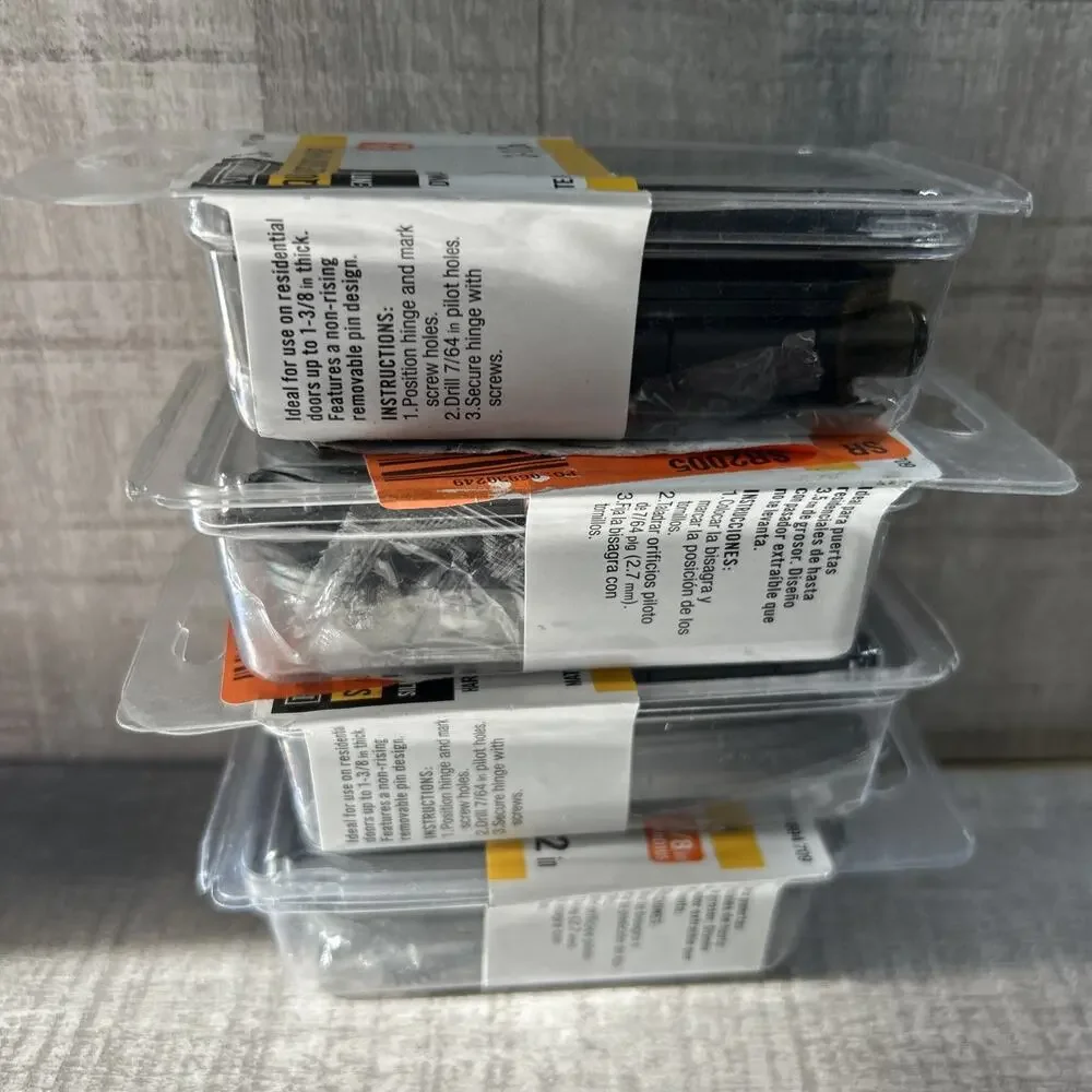 (12-Pack) Door Hinges Everbilt Radius Matte Black Squeak-Free 3-1/2 in. x 5/8 in